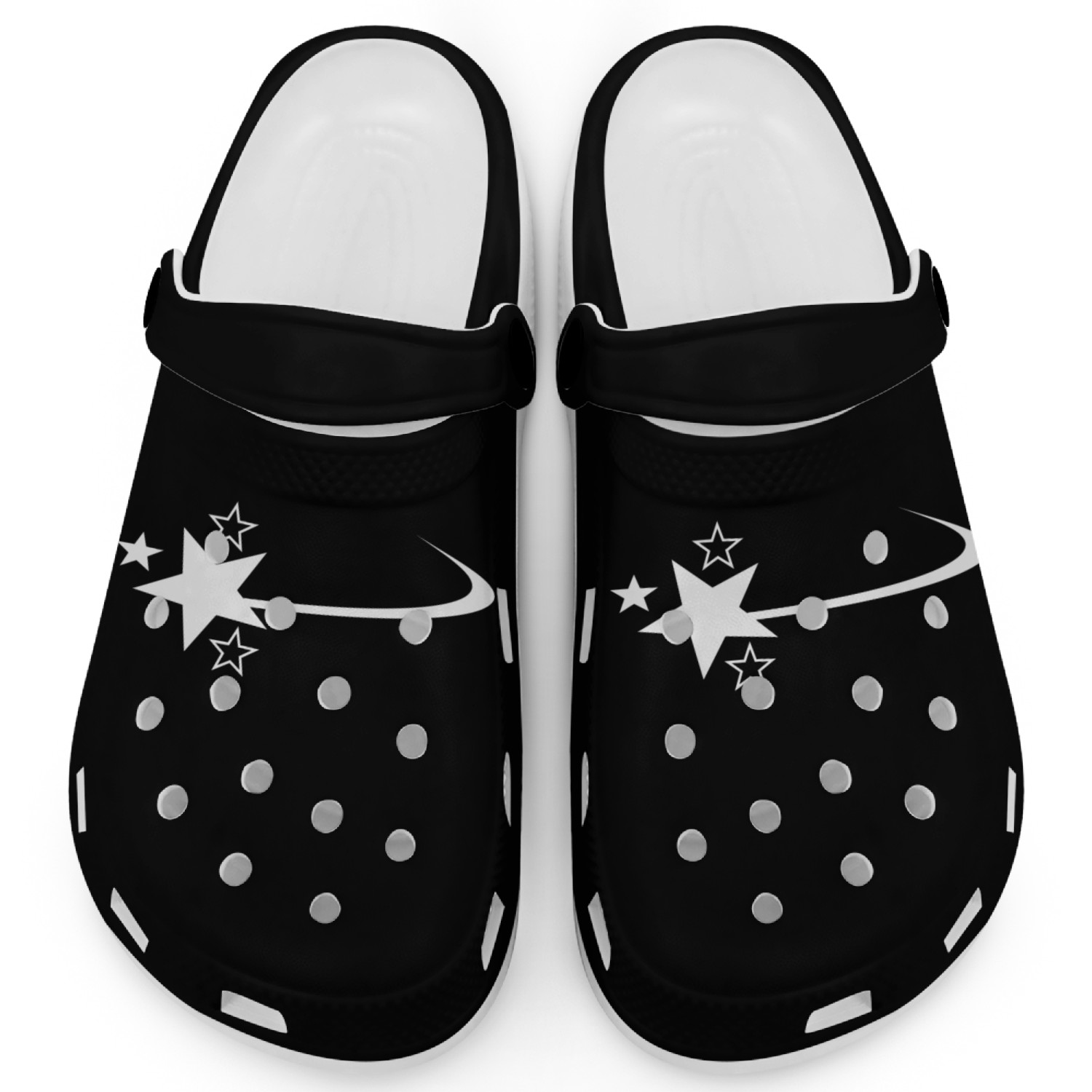 White Shooting Star Clogs