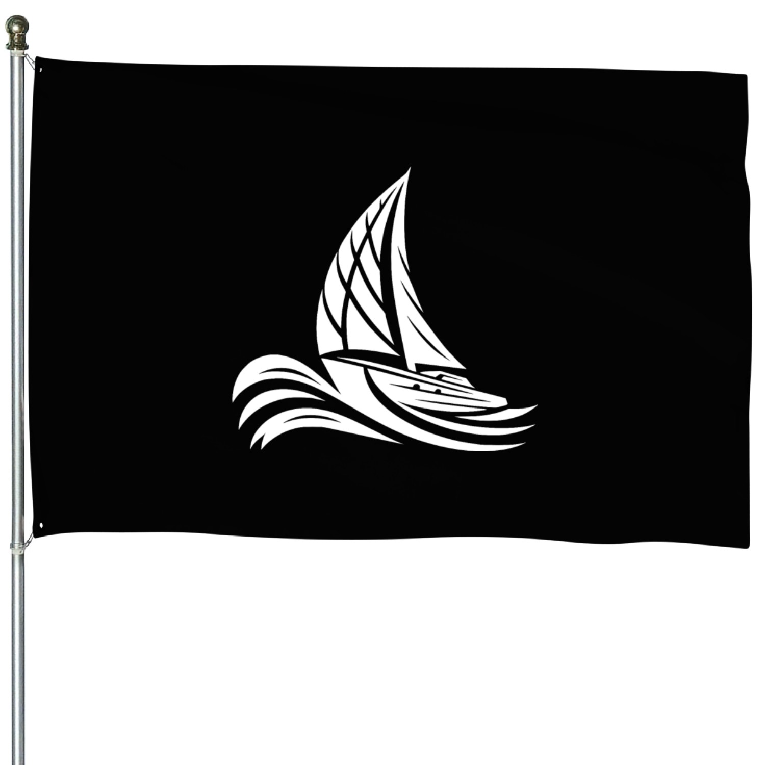 Sporty Sailing Boat In Heavy Swell House Flags