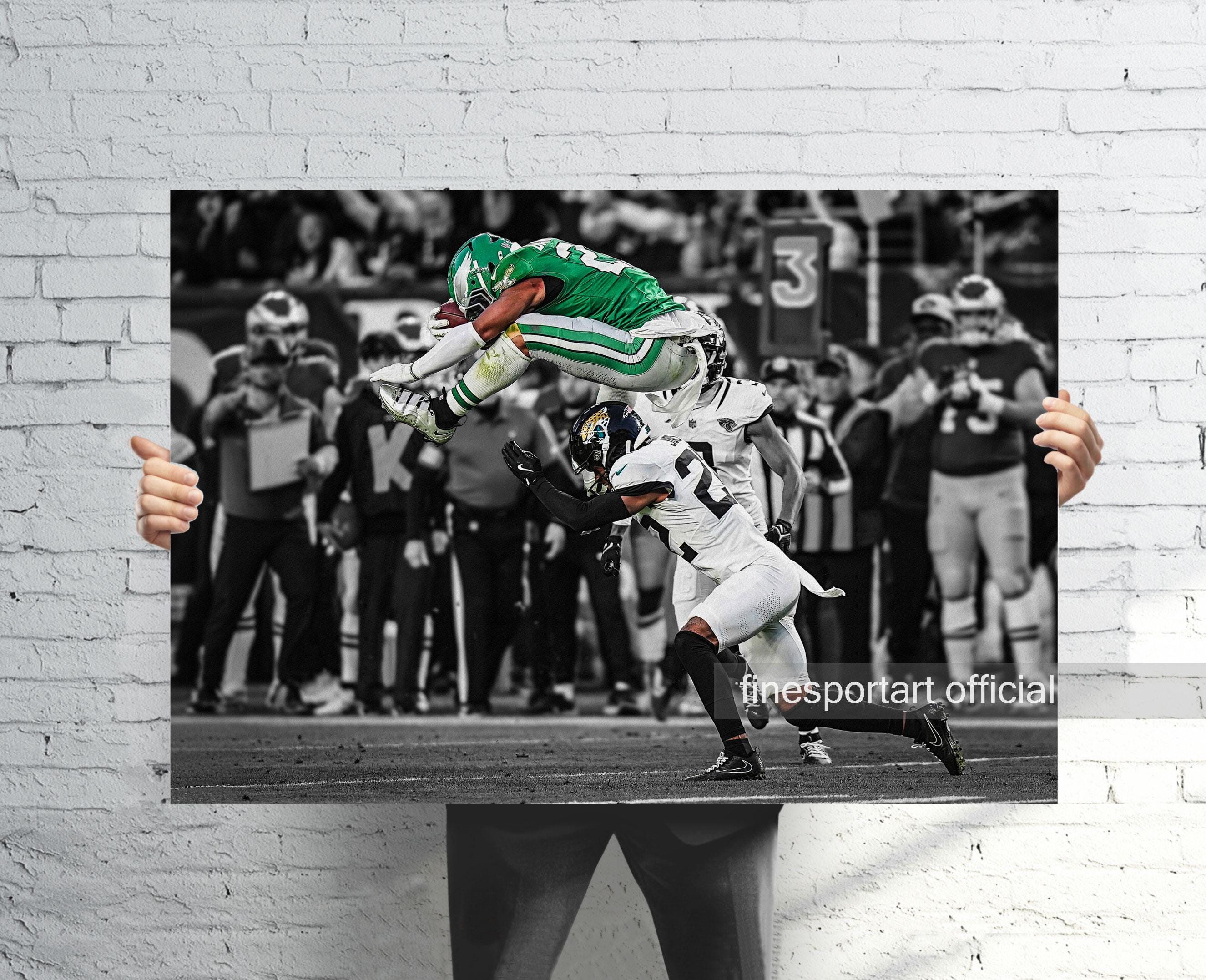 Saquon Barkley Reverse Hurdle Philadelphia Canvas Wrap or Museum-Quality Poster, Football Fan Gift