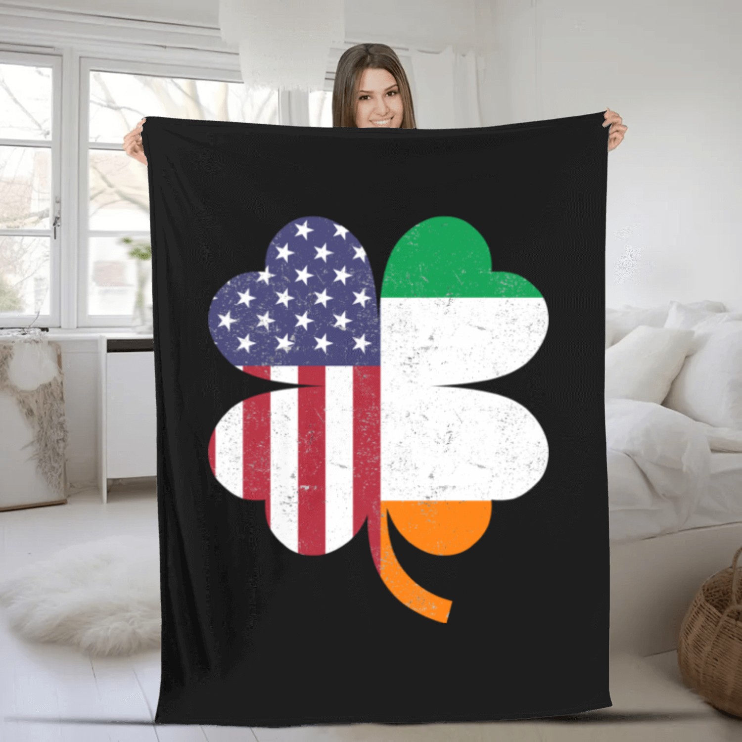 IRISH AMERICAN FLAG Ireland Fleece Blankets