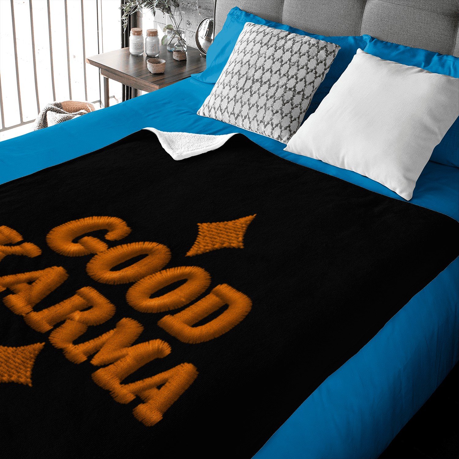 Good Karma embroidered Baby Blankets
