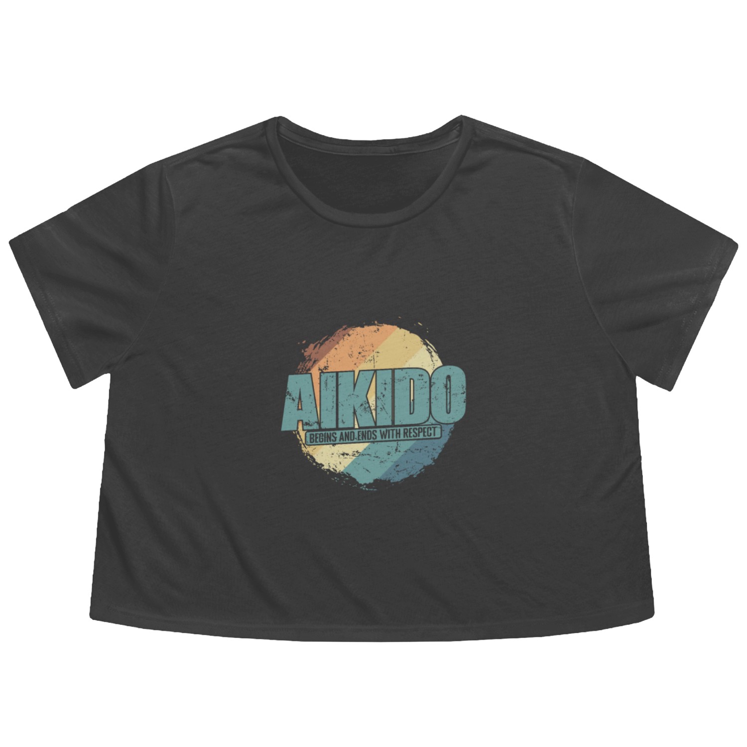 begins and ends with Respect Aikido Training Flowy Cropped Tees