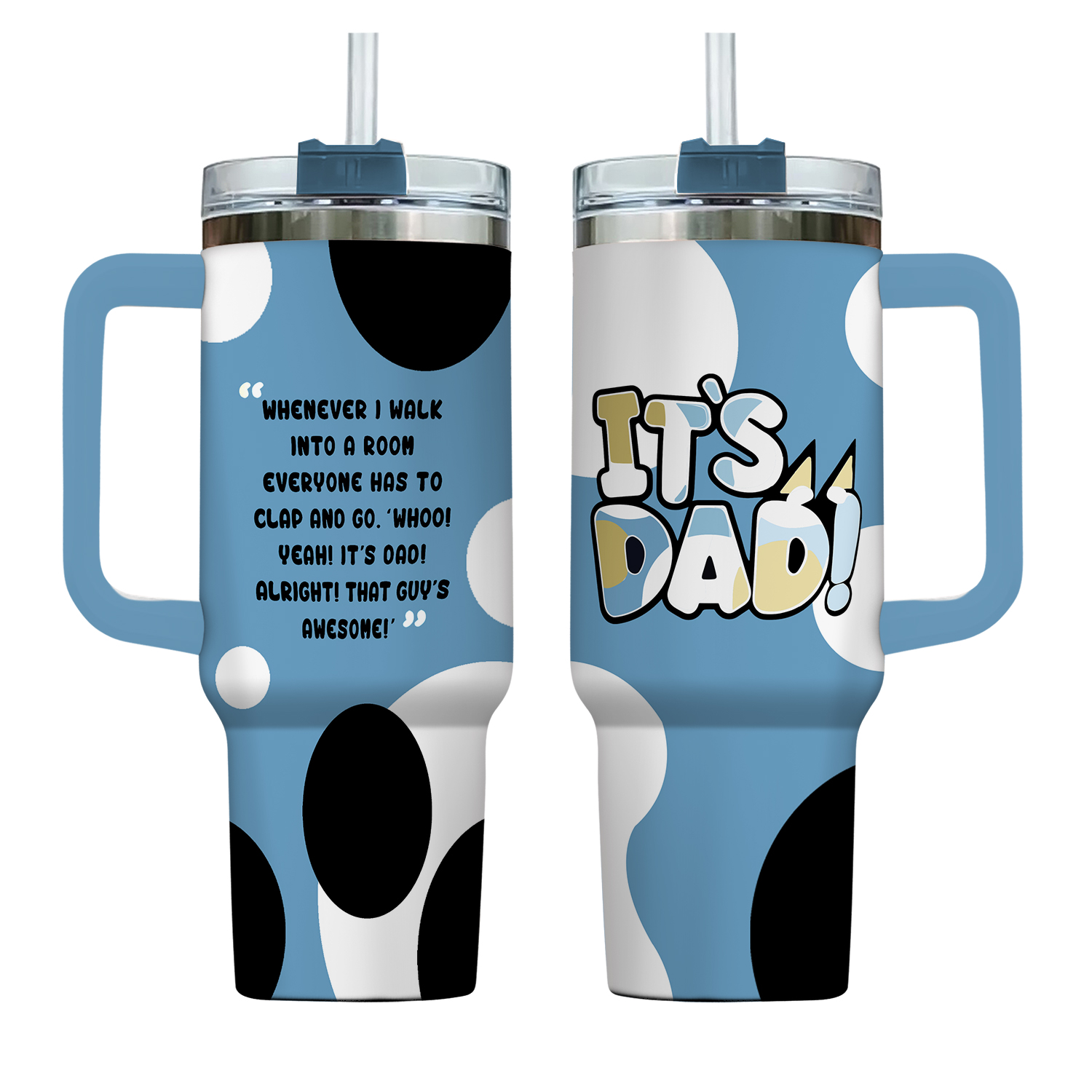 Blue Dog Dad Tumbler 40 Oz, It's Dad 40oz Quencher Tumbler