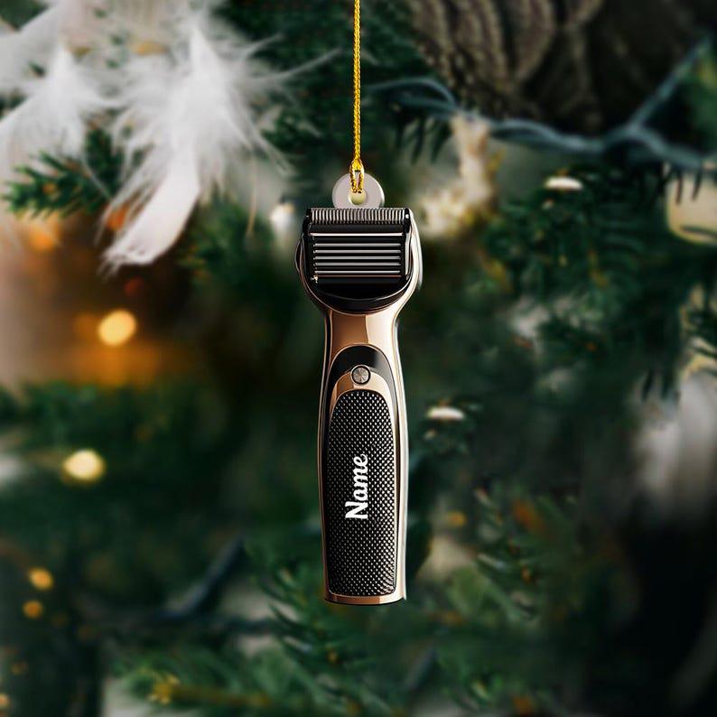 Personalized Barber Hair Clipper Christmas Ornament, Barber Ornament, Hairstylist Ornament, Hairdresser Ornament, Hair Hustler