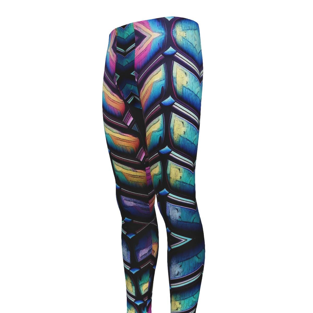 Rave Exoskeleton Mens Legging Festival Running Pants Cyborg Workout Cycle Athletic Fitness Exercise Luchador Wrestling Gift Psychedelic Neon
