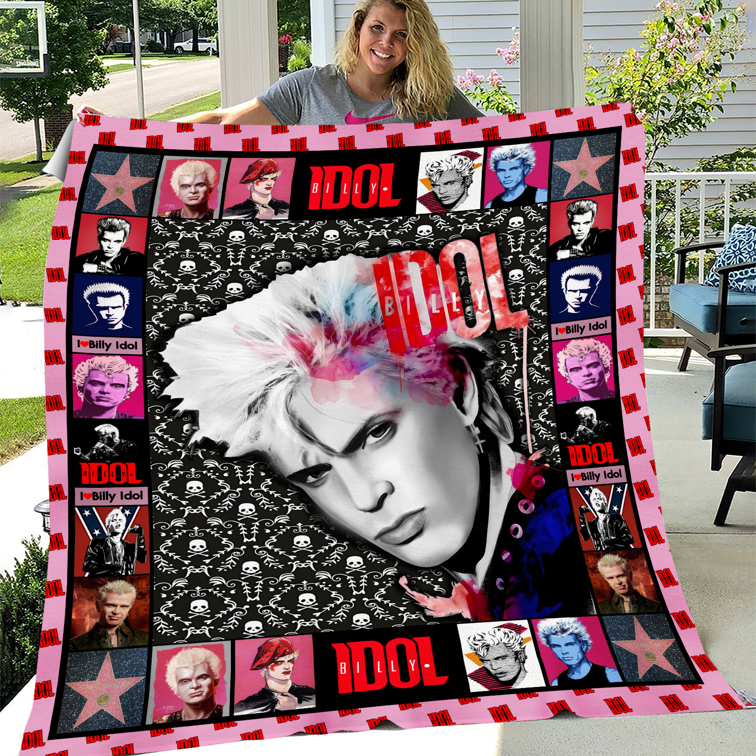 Vintage Billy Idol Fleece Blanket, Billy Idol Fleece Blanket, Music Blanket, Christmas Blanket, Gift Family