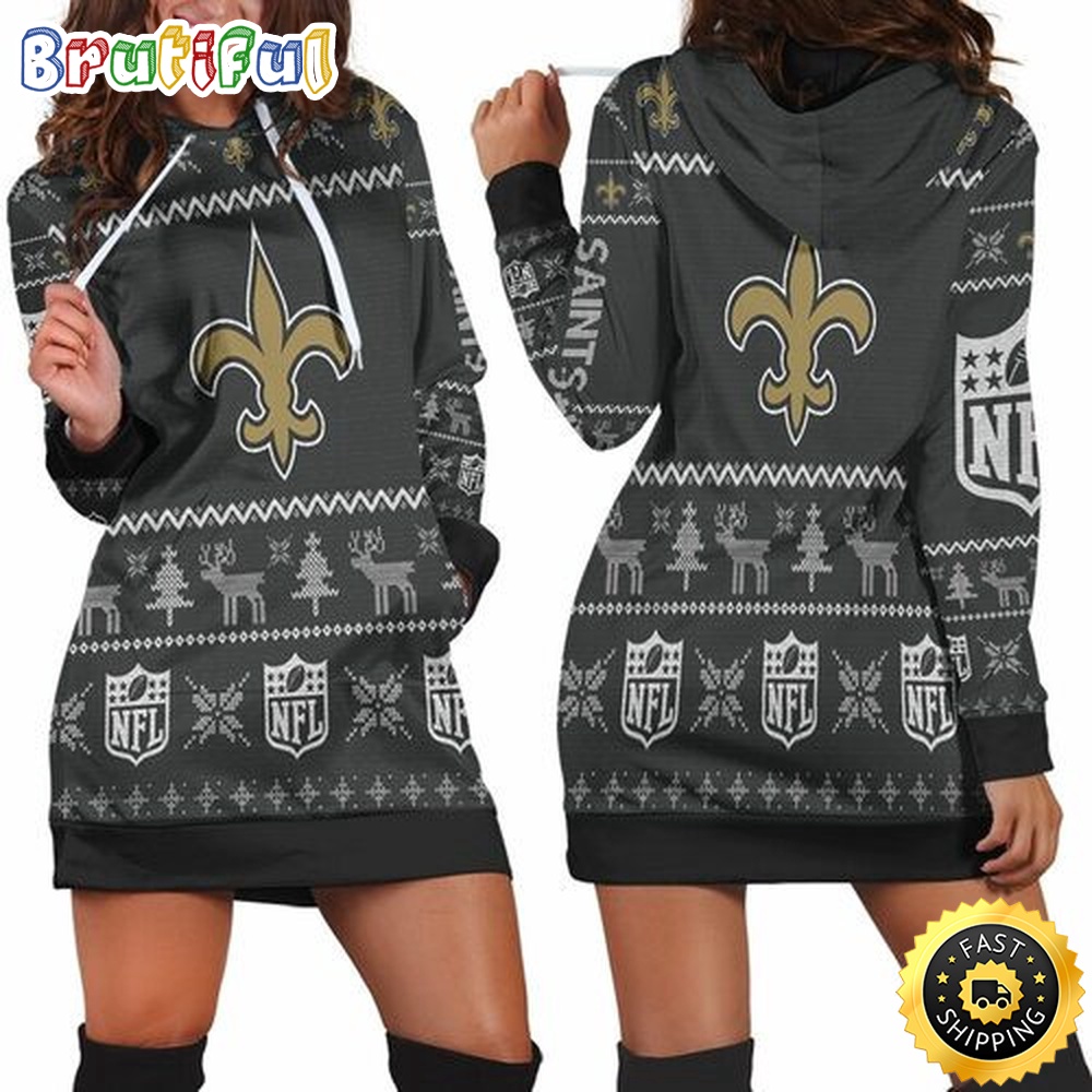 football New Orleans Saints Hoodie Dress Christmas Print 3D Hoodie Women