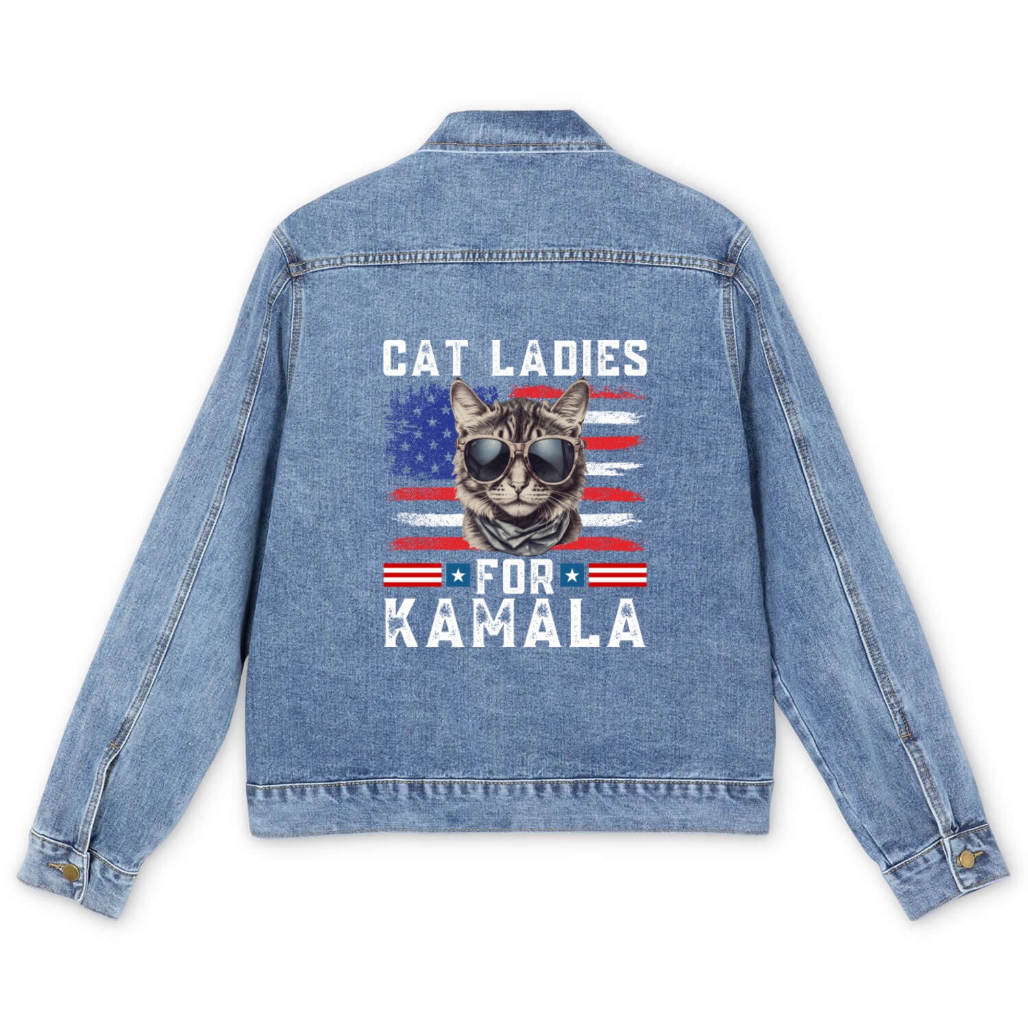Cat ladies for kamala Harris 2024 Men's Denim Jackets