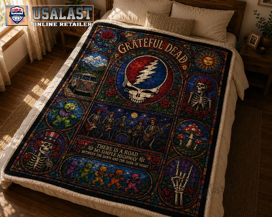 Grateful Dead Steal Your Face Stained Glass Quilt Blanket