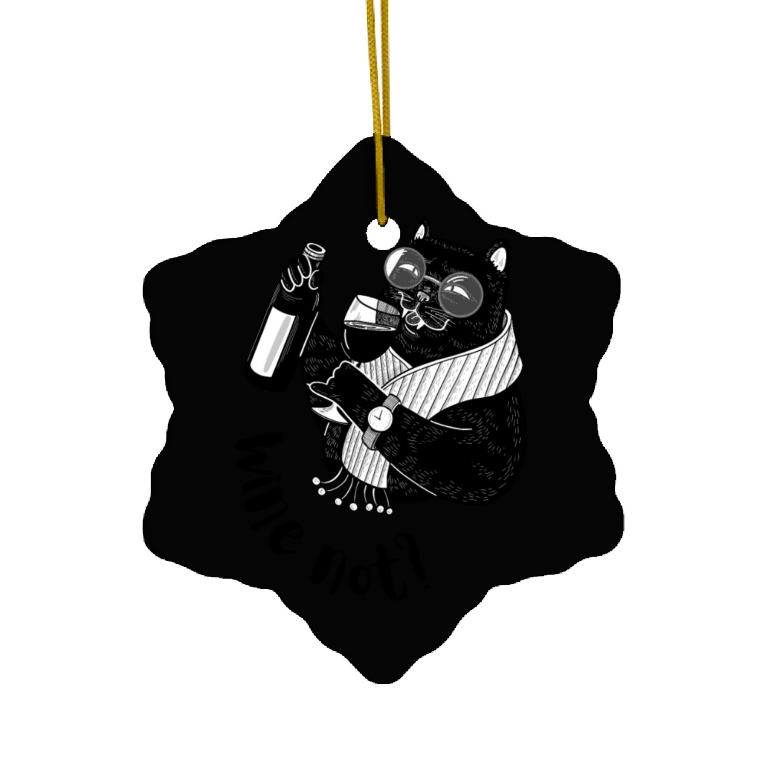 Wine Not Cat Ceramic Ornaments