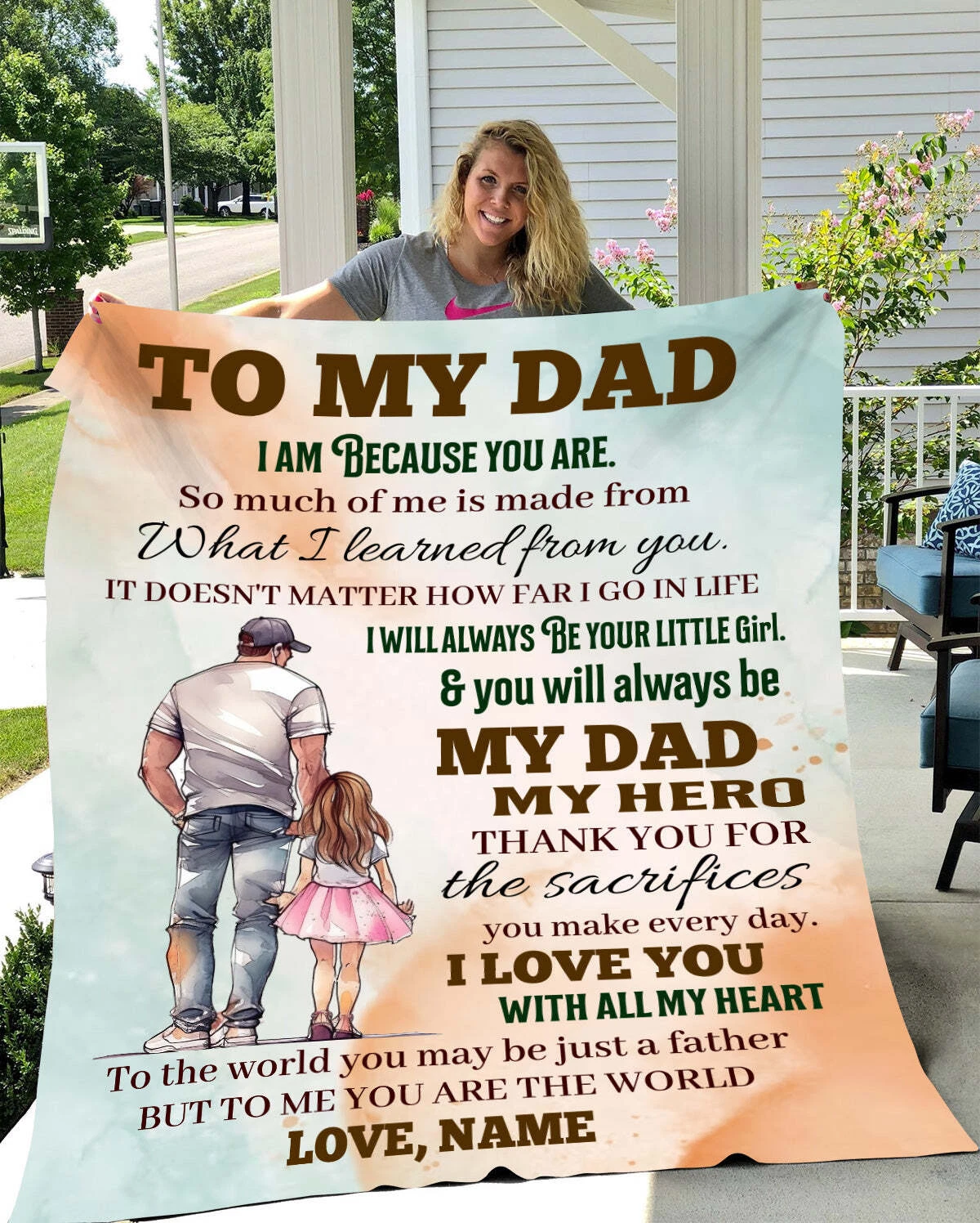 Custom To My Dad Fleece Blanket, Father Day Gift