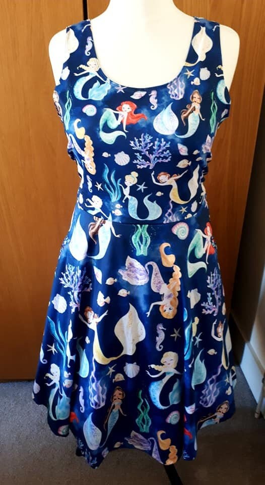 Princess mermaid cute print skater dress