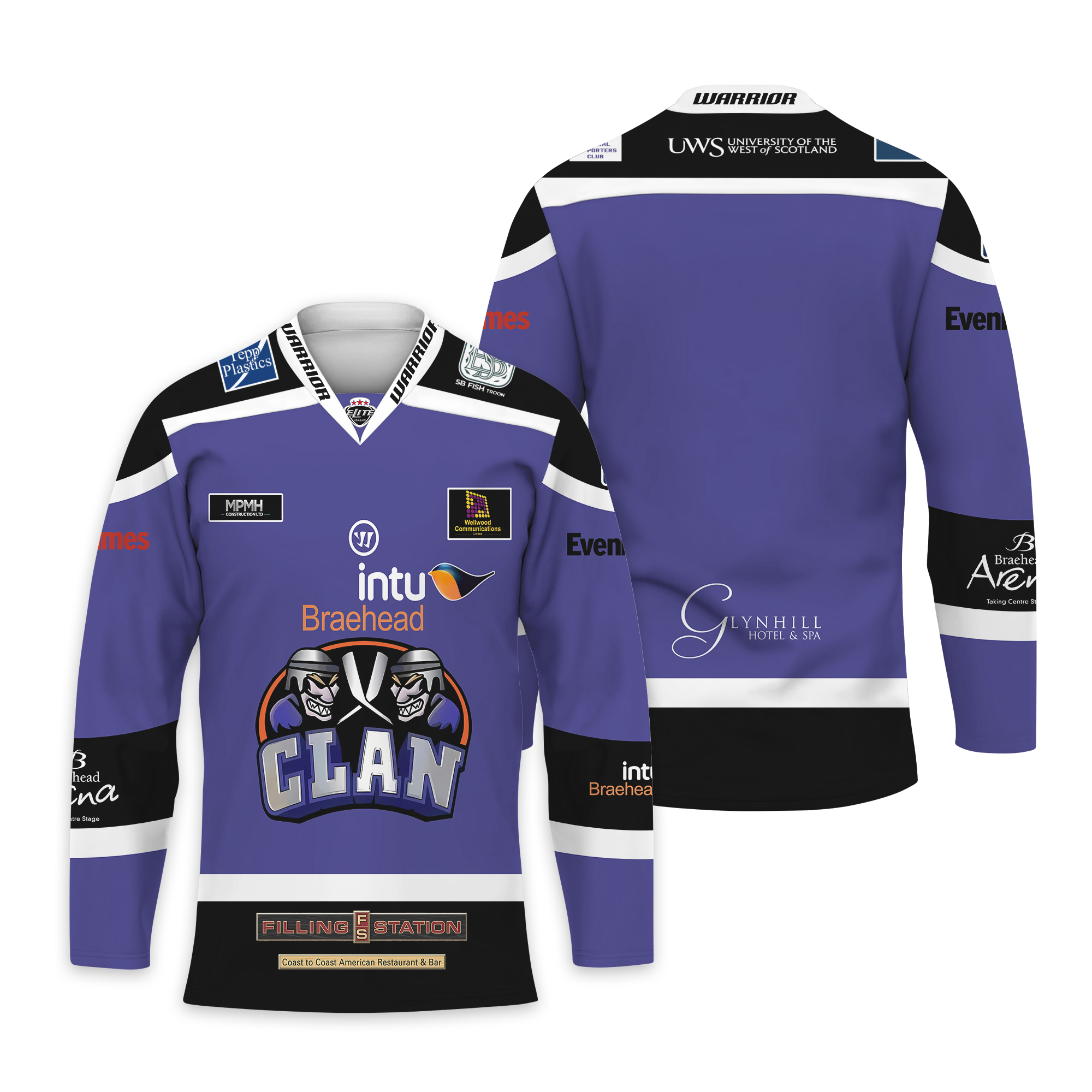 Rare Vintage 90s Braehead Glasgow Clan Ice Hockey Long Sleeve Men's Jersey Shirt