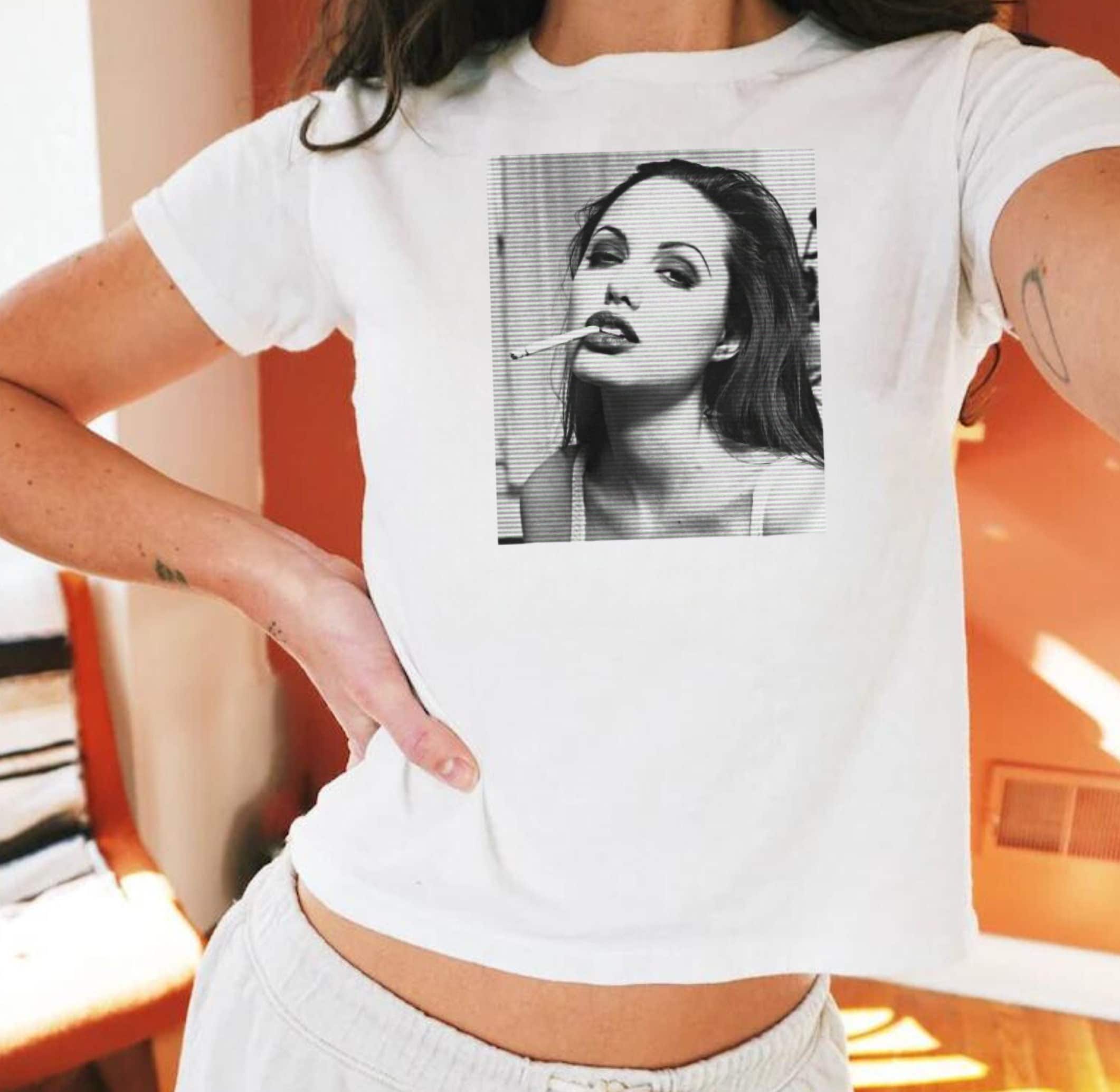 Angelina Jolie 90s Baby Tee, Trendy Vintage Baby Tee, Trendy Y2K Baby Tee, Trendy 90s Baby Tee, Aesthetic Graphic Tee, 90s Grunge Baby Tee