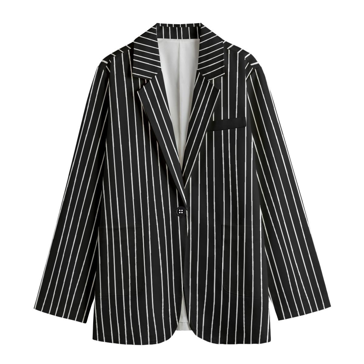 Black & White Striped Blazer Punk Halloween Ladies